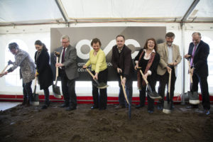 Groundbreaking ceremony for Amager Bakke waste-to-energy plant, with board of directors including the CEO Ulla Roettger and Chairman of the Board, Morgens Loenborg. Photo: Christoffer Regild.