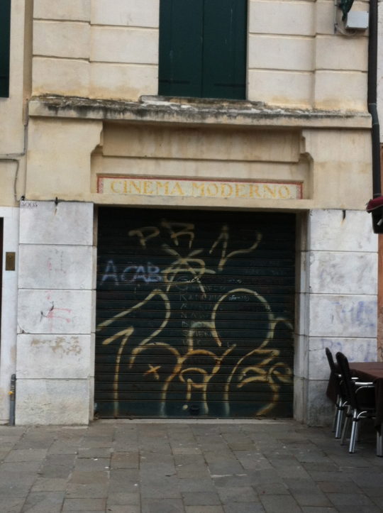 Cinema Moderno closed for business, Campo Santa Margherita, Venice, June 2014 © Lucy Bullivant.