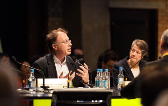 Jeremy Oppenheim, McKinsey & Company, and Judith Mayhew Jonas, Chairman, London & Partners, on the panel, A new climate for the urban economy?