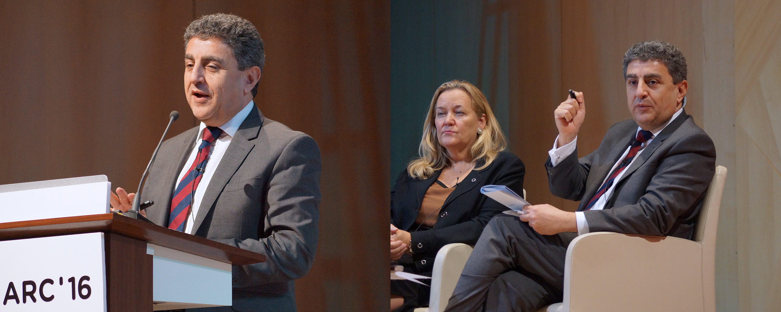 Sultan Barakat, speaking at the Qatar Foundation Annual Research Conference (ARC) 2016, 22 March 2016, Qatar National Convention Center, © Qatar University.