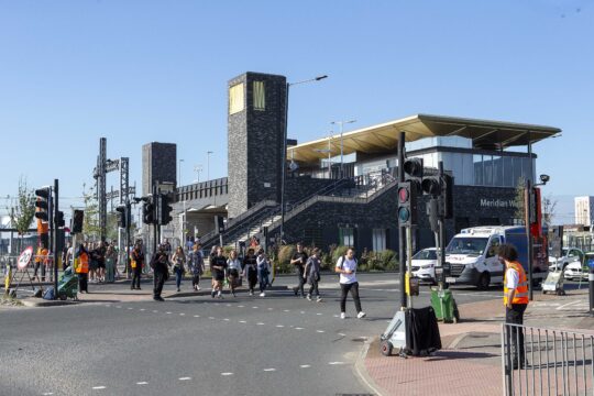 Meridian Water rail station delivered by Enfield Council in 2019, lead architect KCA. Photo courtesy of Enfield Council.