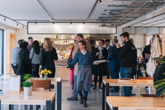 The Kitchen Bar Deli at Bloqs' new open access factory on launch day, 10 February 2022. Photo: Claudia Agati. 