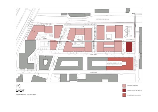 Fish Island Village site plan. Haworth Tompkins Architects.